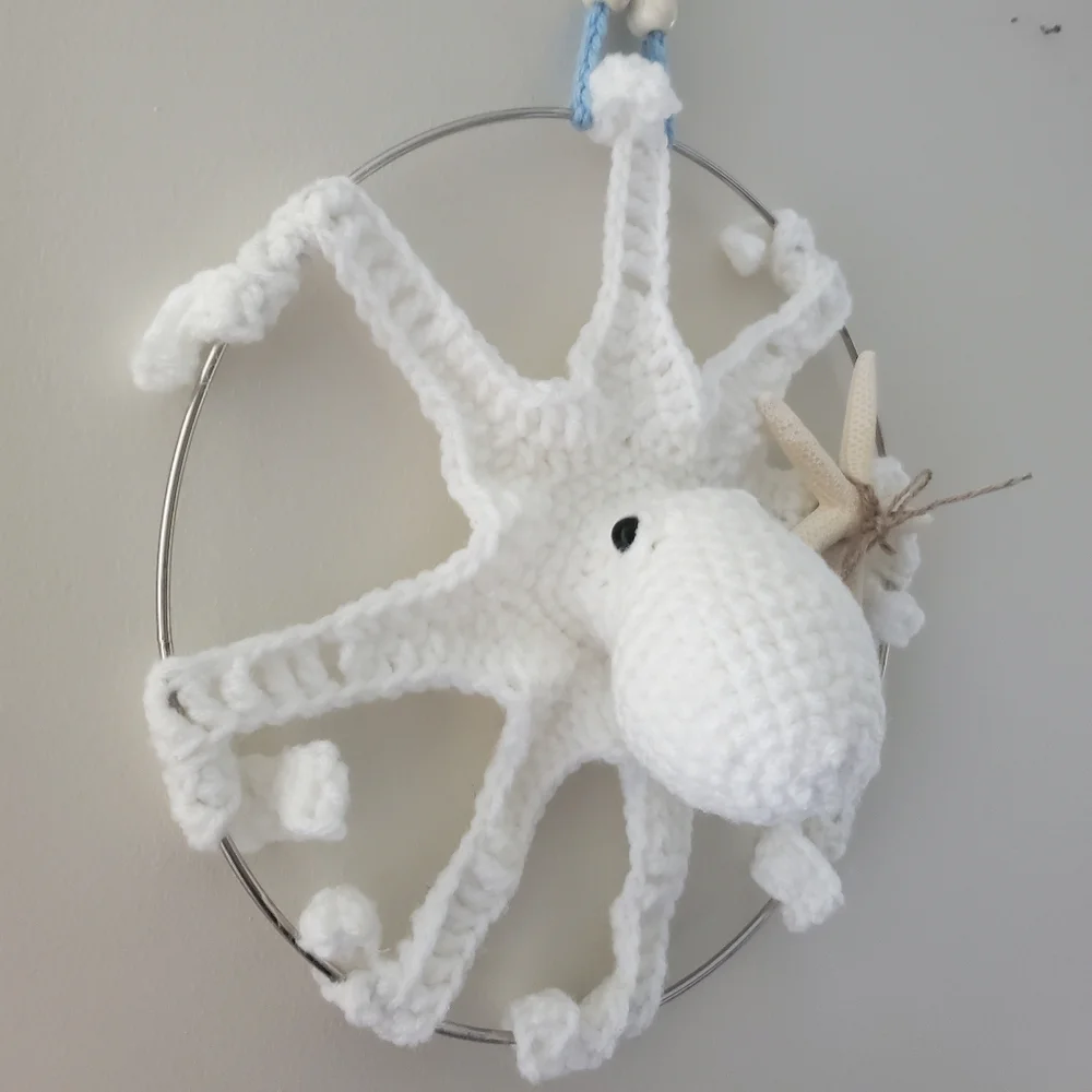 Handmade Octopus Wall Hanging Coastal Beachy Decor - Picture 4 of 9
